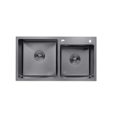Кухонна мийка Kroner KRP Schwarze - 7843ZHM PVD (3.0/1.0 мм)