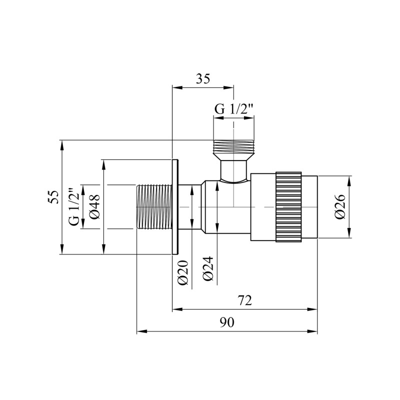 Кран приладовий Kroner KRP Edelstahl Klassisch - ESG100 1/2"х1/2" ЗЗ