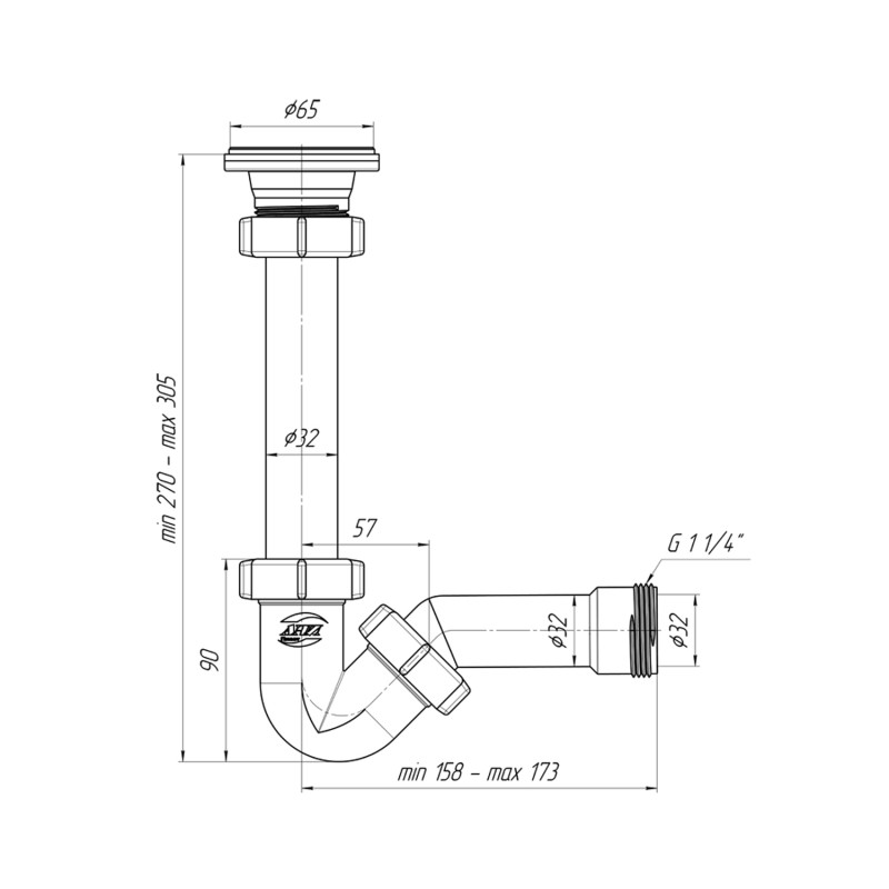 Сифон для біде ANIplast 1 1/4"х32 мм прямотечійний BD1000EU