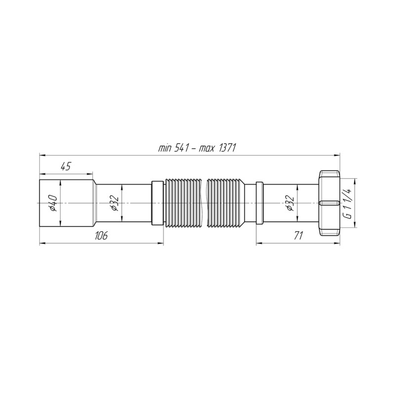 Гофра ANIplast 1 1/4"х32/40 мм 541-1371 мм K207EU