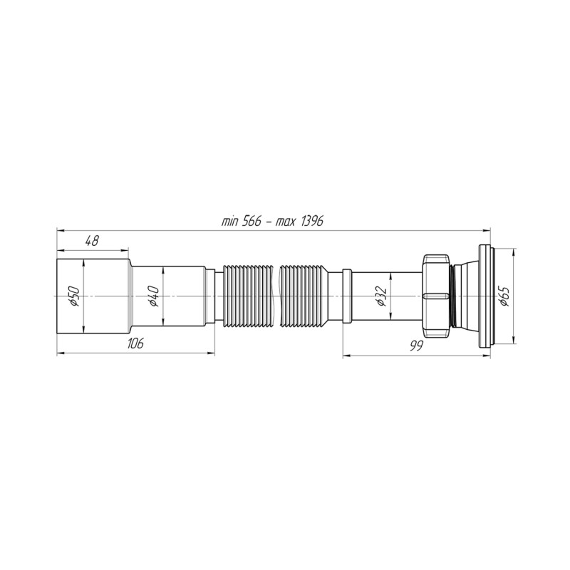 Гофра ANIplast 1 1/4"х40/50 мм 566-1396 мм G216EU