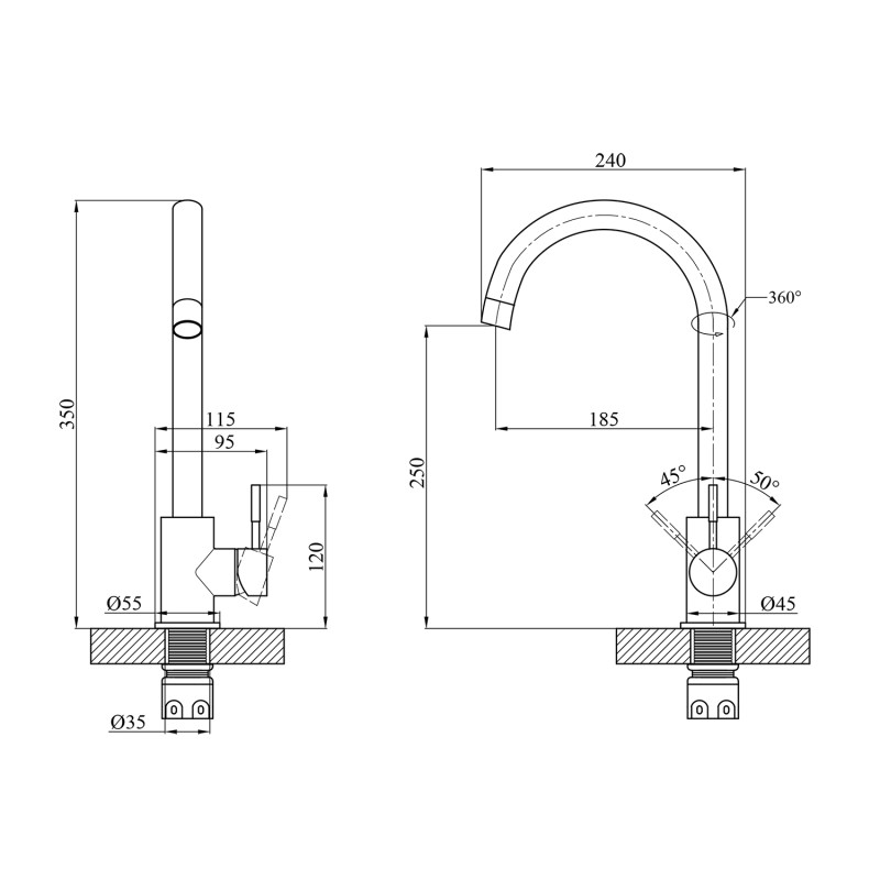 Змішувач для кухні Agua Acero - INOX035