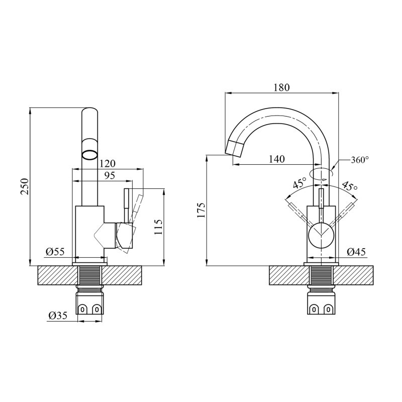Змішувач для раковини Agua Acero - INOX011