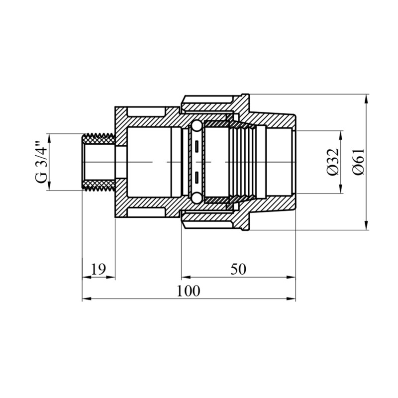 Муфта ПЕ Rozma 32х3/4" РЗ