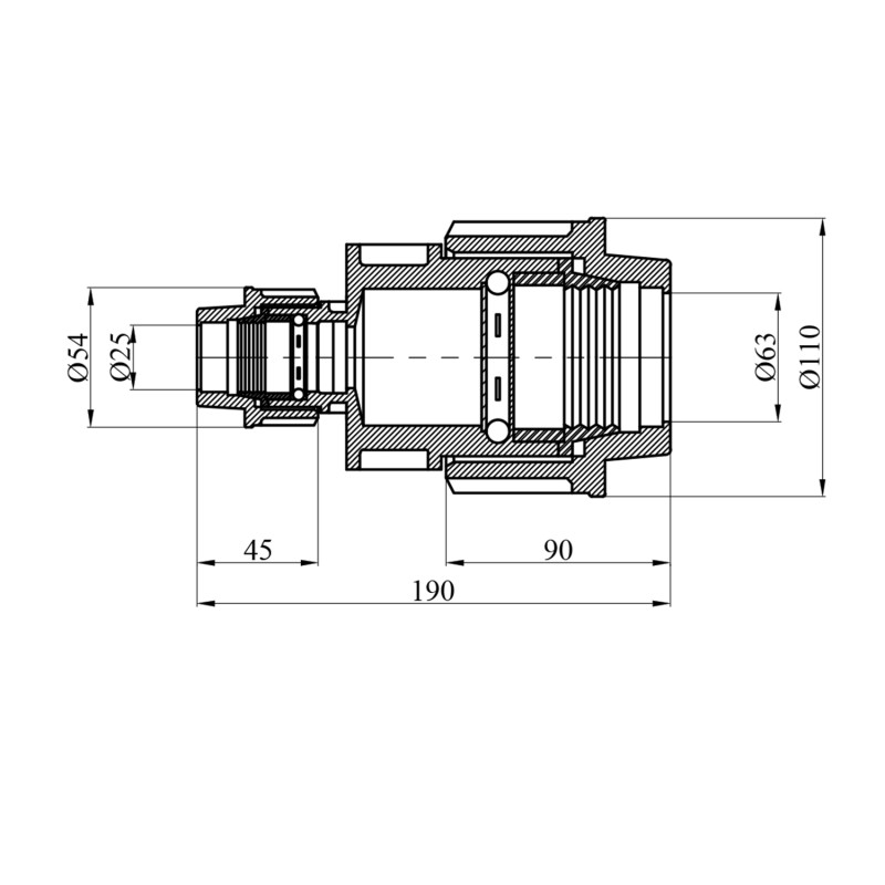 Муфта редукційна ПЕ Rozma 63x25 мм