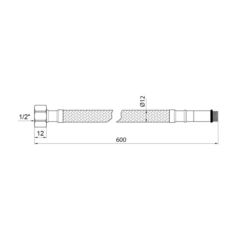 Гнучка підводка для підключення змішувача Kroner KRM 1/2"хМ10 ВЗ 60 см в нейлоновому обплетенні покритому ПВХ (пара)