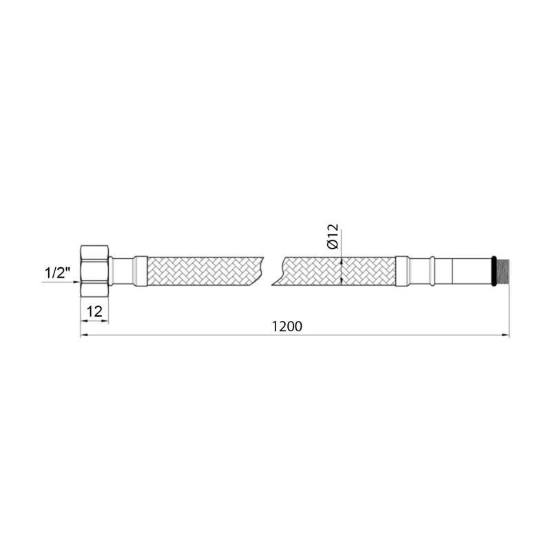 Гнучка підводка для підключення змішувача Kroner KRM 1/2"хМ10 ВЗ 120 см в нейлоновому обплетенні покритому ПВХ (пара)