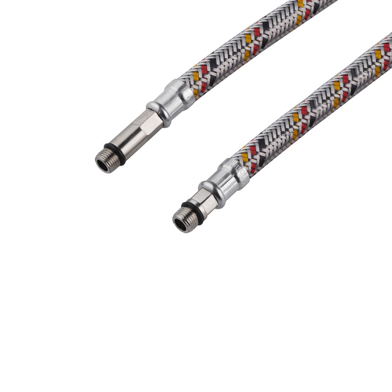 Гнучка підводка для підключення змішувача Kroner KRP 1/2"хМ10 ВЗ 50 см в обплетенні з нержавіючої сталі (пара)