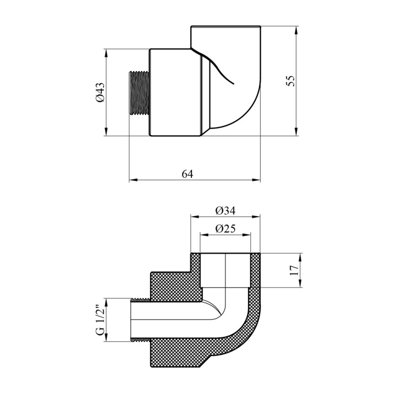Коліно PPR Baux 25х1/2" РЗ