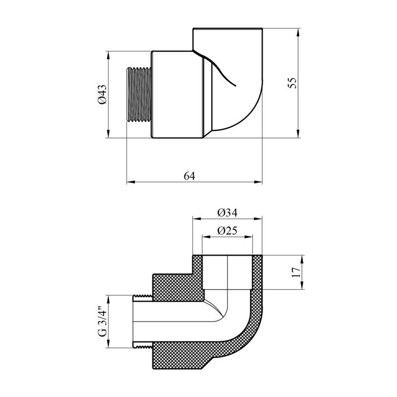 Коліно PPR Baux 25х3/4" РЗ