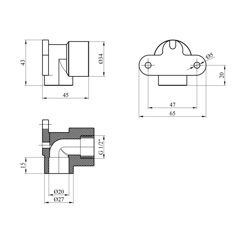 Коліно настінне PPR Baux 20х1/2'' РВ