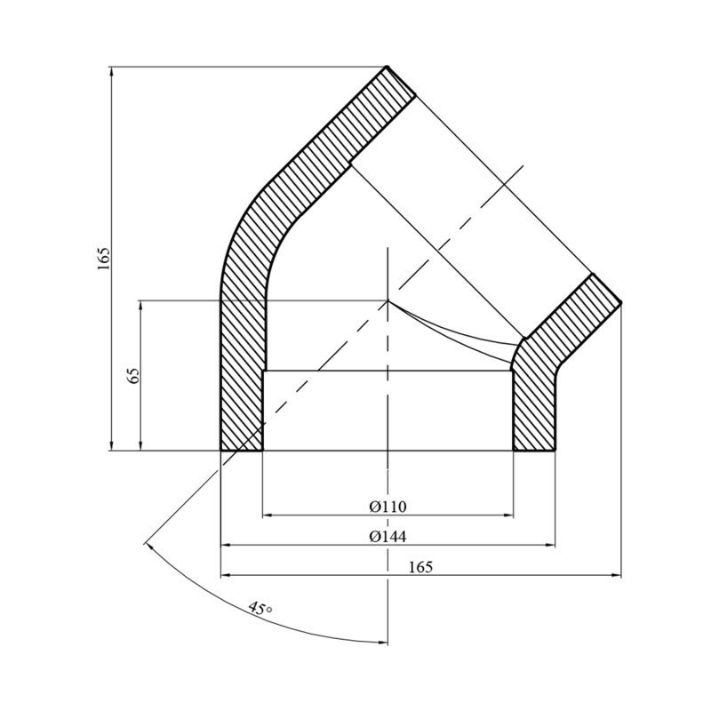 Коліно 45° PPR GrandiTherm 110 мм