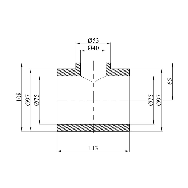 Трійник перехідний PPR GrandiTherm 75х40х75 мм