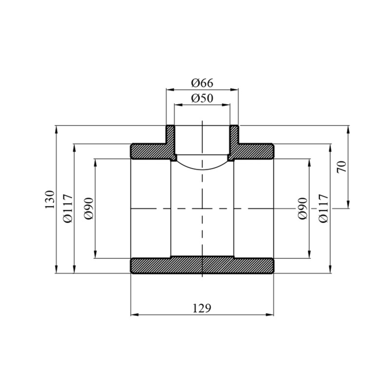 Трійник перехідний PPR GrandiTherm 90х50х90 мм