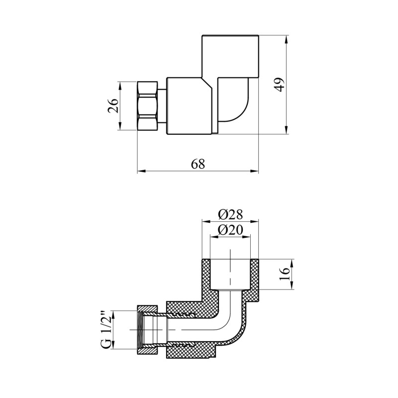Коліно з накидною гайкою PPR GrandiTherm 20х1/2"