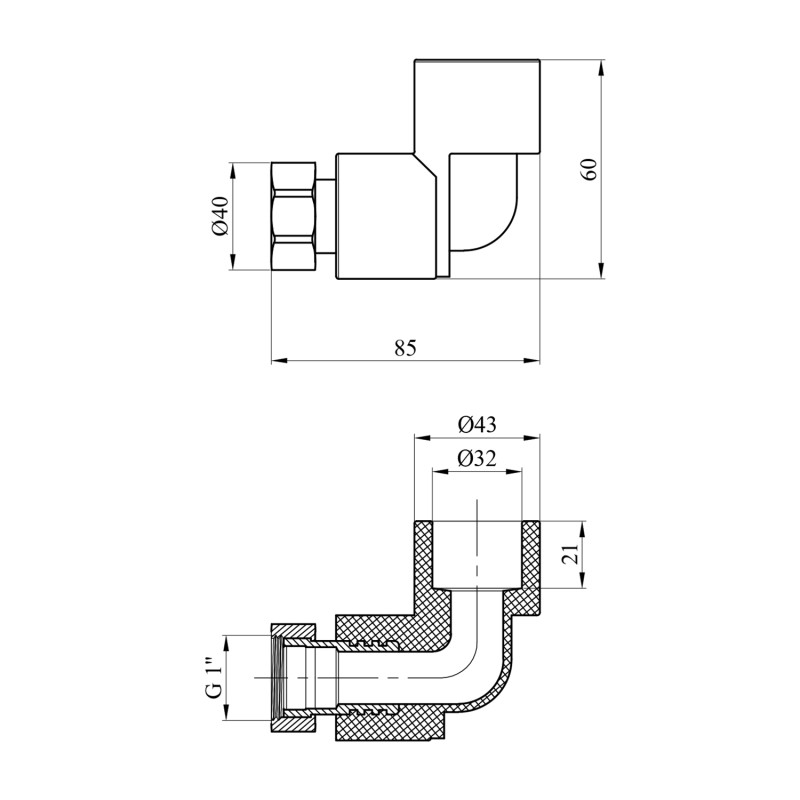 Коліно з накидною гайкою PPR GrandiTherm 32х1"