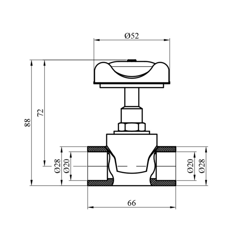 Вентиль прямоточний PPR GrandiTherm 20 мм