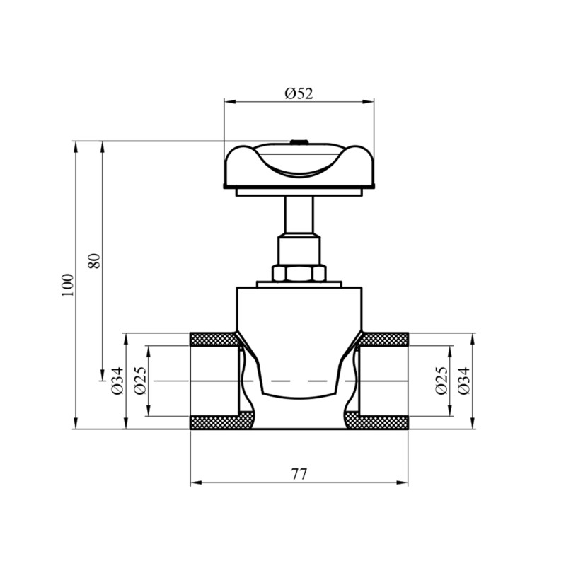 Вентиль прямоточний PPR GrandiTherm 25 мм