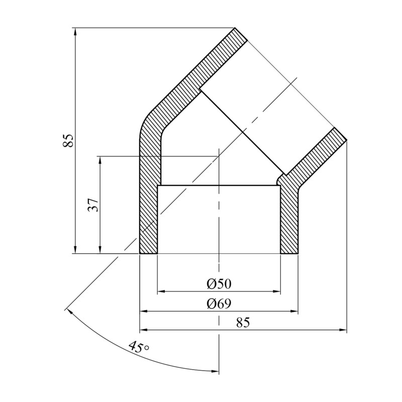 Коліно 45° PPR Baux 50 мм