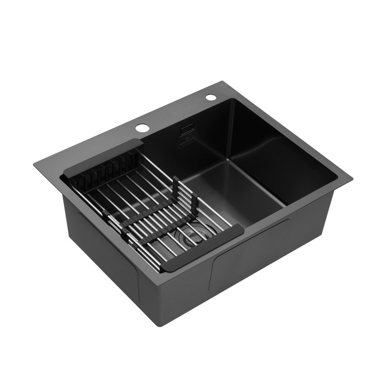 Кухонна мийка Kroner KRP Schwarze - 6050HM PVD (3.0/1.0 мм)
