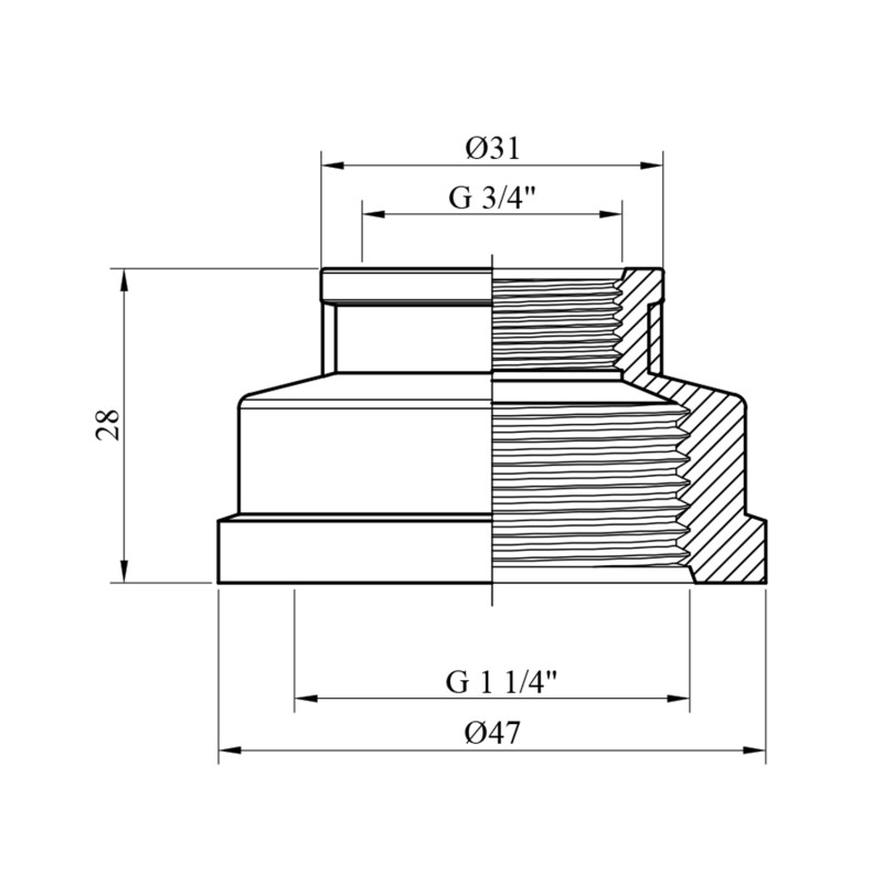Муфта перехідна STA 1 1/4"х3/4" ВВ латунна