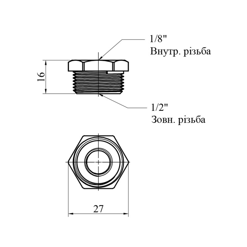Футорка під датчик температури LexLine 1/2"хМ10 ЗВ латунна УК0700-В