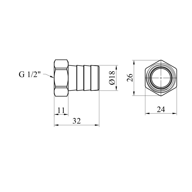 Штуцер LexLine 1/2" РВ, D=18 мм латунний УК0002-7