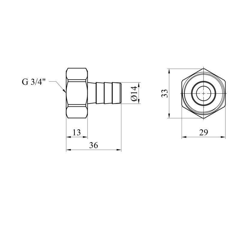 Штуцер LexLine 3/4" РВ, D=14 мм латунний УК0003-2