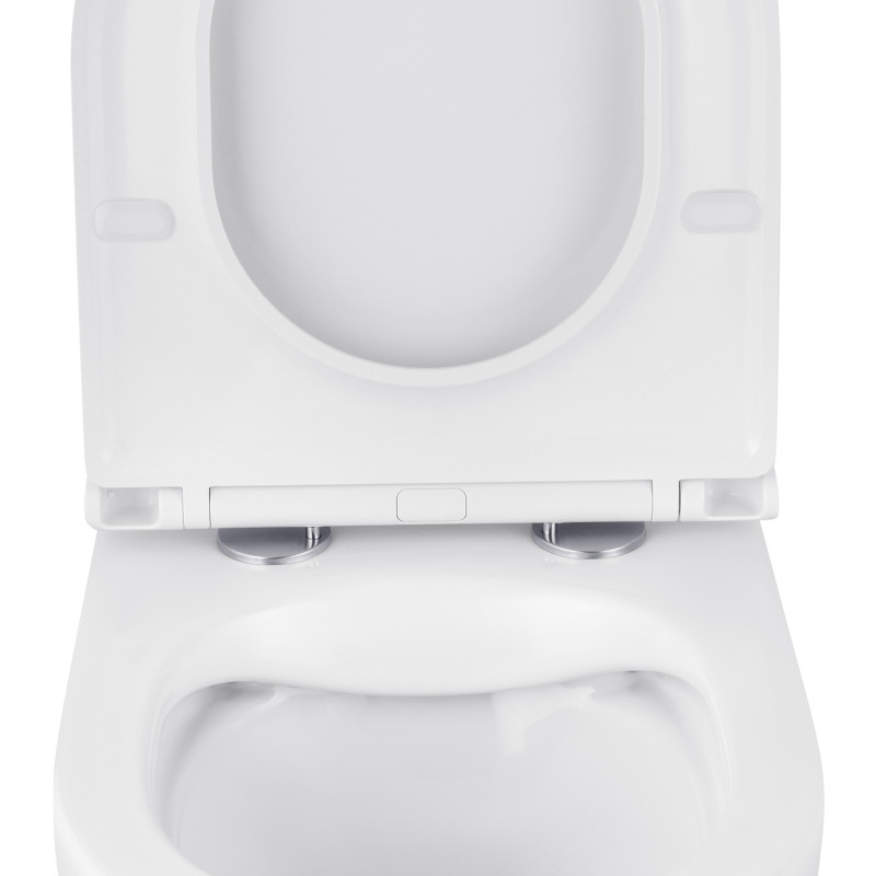 Унітаз підвісний безобідковий Kroner Harz WHI493736 RIMLESS з сидінням Slim Duroplast / Soft-close / Quick relase (KH493736WHIR)