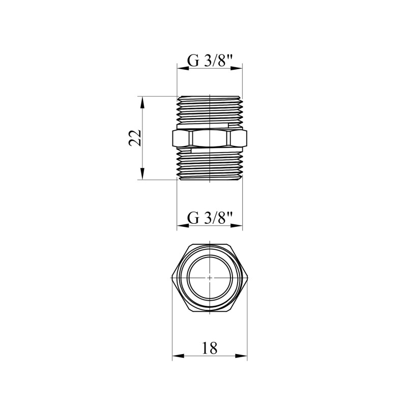 Ніпель посилений LexLine 3/8" ЗЗ нікельований НК0500-Вн
