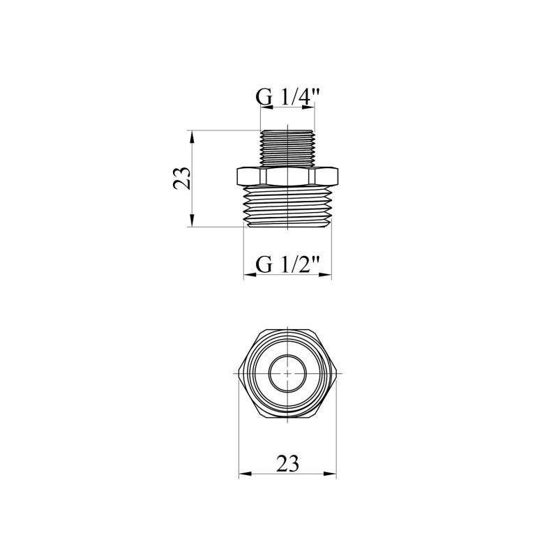 Ніпель перехідний посилений LexLine 1/2"х1/4" ЗЗ нікельований НК0541-Вн