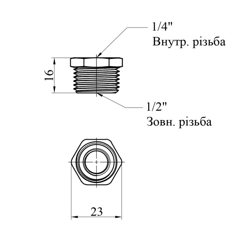 Футорка посилена під манометр LexLine 1/2"х1/4" ВЗ нікельована НК0703-Вн