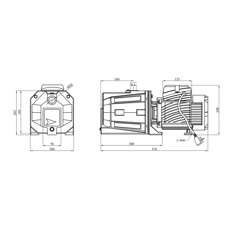 Насос поверхневий самовсмоктуючий Pumpman JET150 Нmax 60 м Qmax 6 куб.м 1100 Вт (чавун)