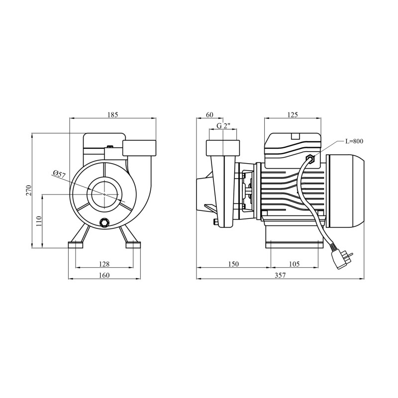 Насос поверхневий поливальний Pumpman 2DK20 Нmax 17 м Qmax 27 куб.м 2"х2" 1500 Вт