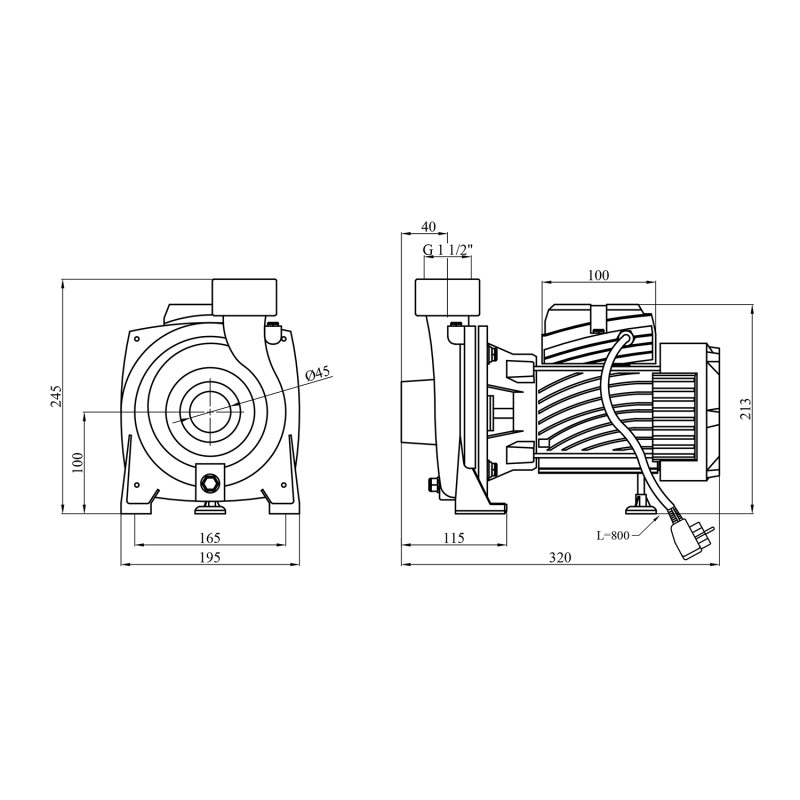 Насос поверхневий поливальний Pumpman TGA1A Нmax 18 м Qmax 16 куб.м 1 1/2"х1 1/2" 750 Вт