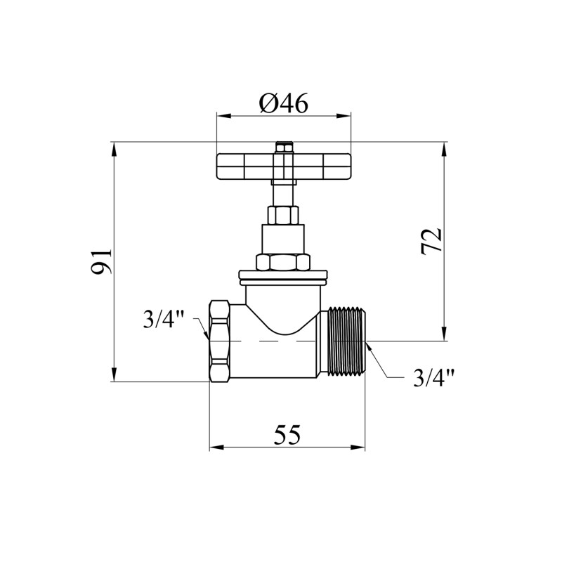 Вентиль запірний LexLine 3/4" ВЗ PN10 латунний УК1113-В