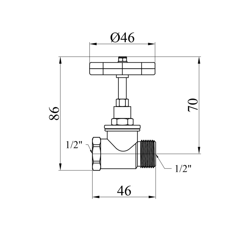 Вентиль запірний LexLine 1/2" ВЗ PN10 латуннийУК1119-В