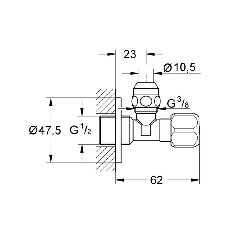 Кран приборный Grohe 1/2"х3/8" 2201700M