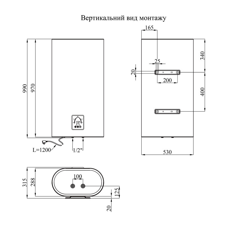 Водонагрівач Kroner Flacher K80F2-D з сухим ТЕНом