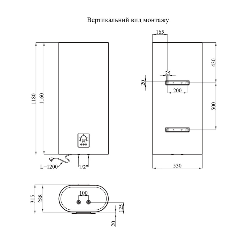 Водонагрівач Kroner Flacher K100F2-D з сухим ТЕНом