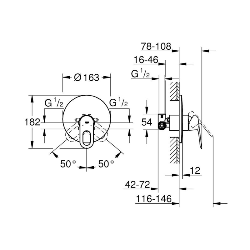 Змішувач прихованого монтажу для душу Grohe Bauloop 29080000