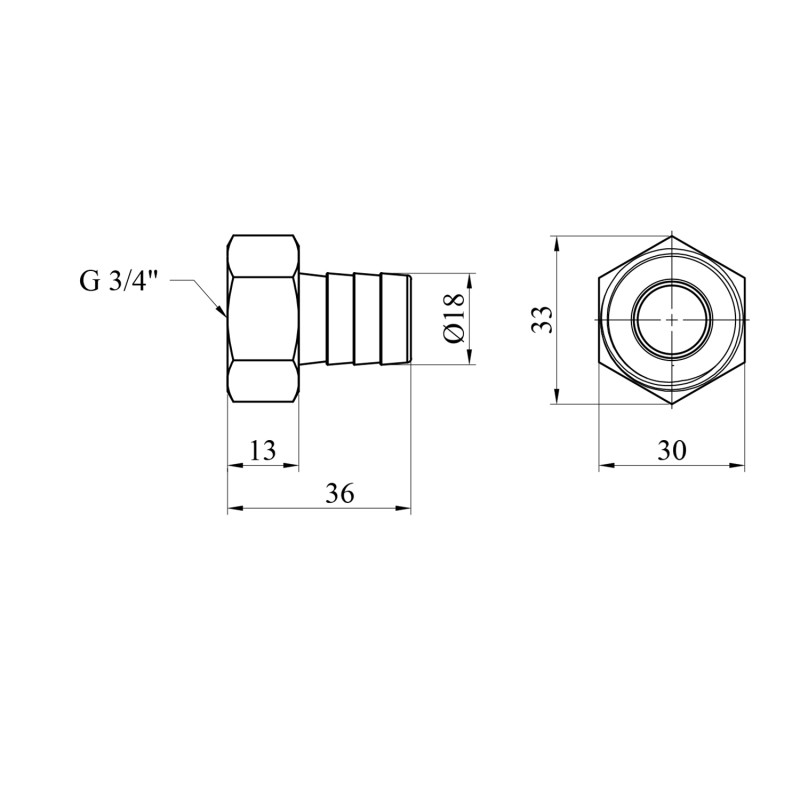 Штуцер LexLine 3/4" РВ, D=18 мм латунний УК0003-4