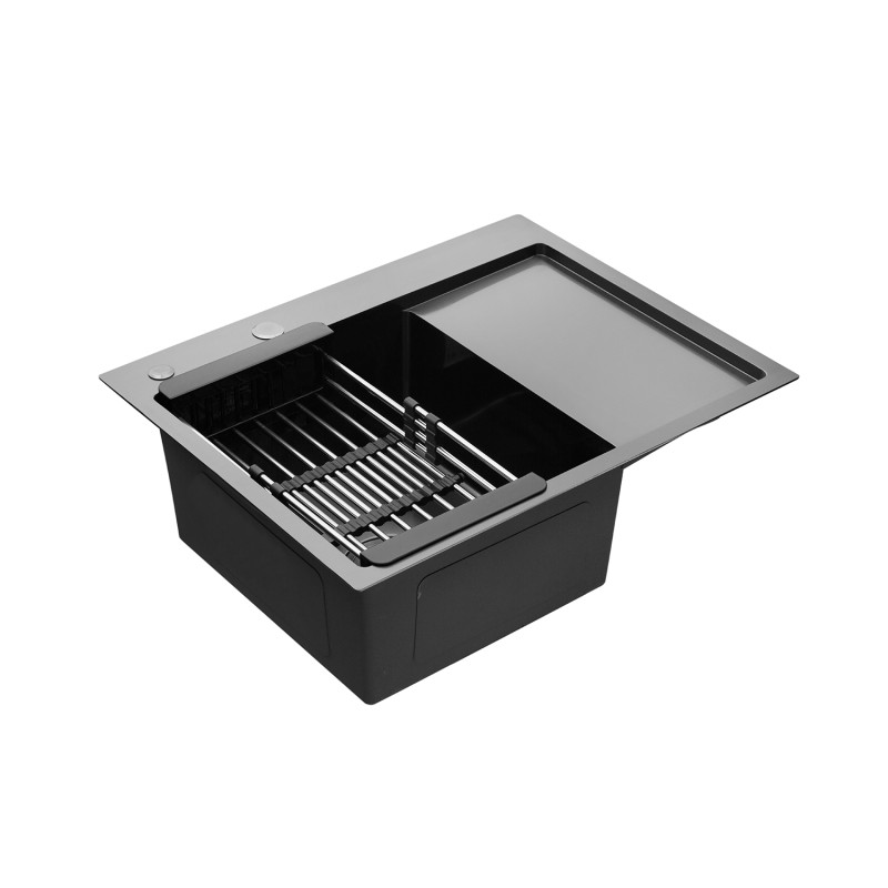 Кухонна мийка Kroner KRP Schwarze - 6350LHM PVD (3.0/1.0 мм)
