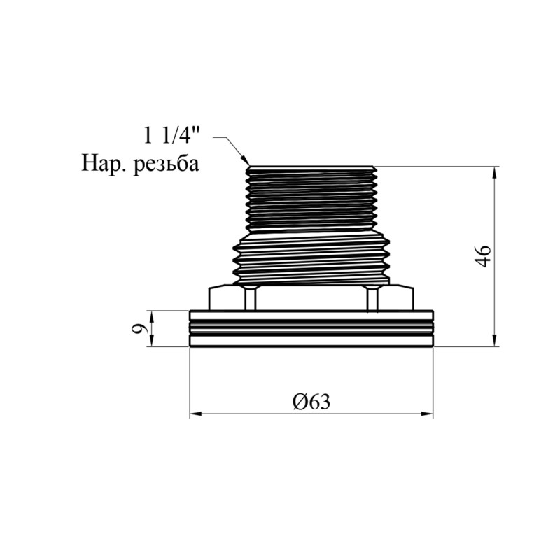 Врізка в бак LexLine 1 1/4" РЗ латунна УК4204-В