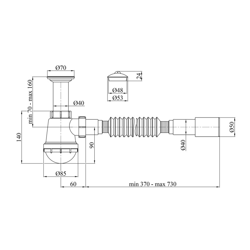 Сифон для раковини Kroner KRP - TB01 1 1/2"х40/50 мм