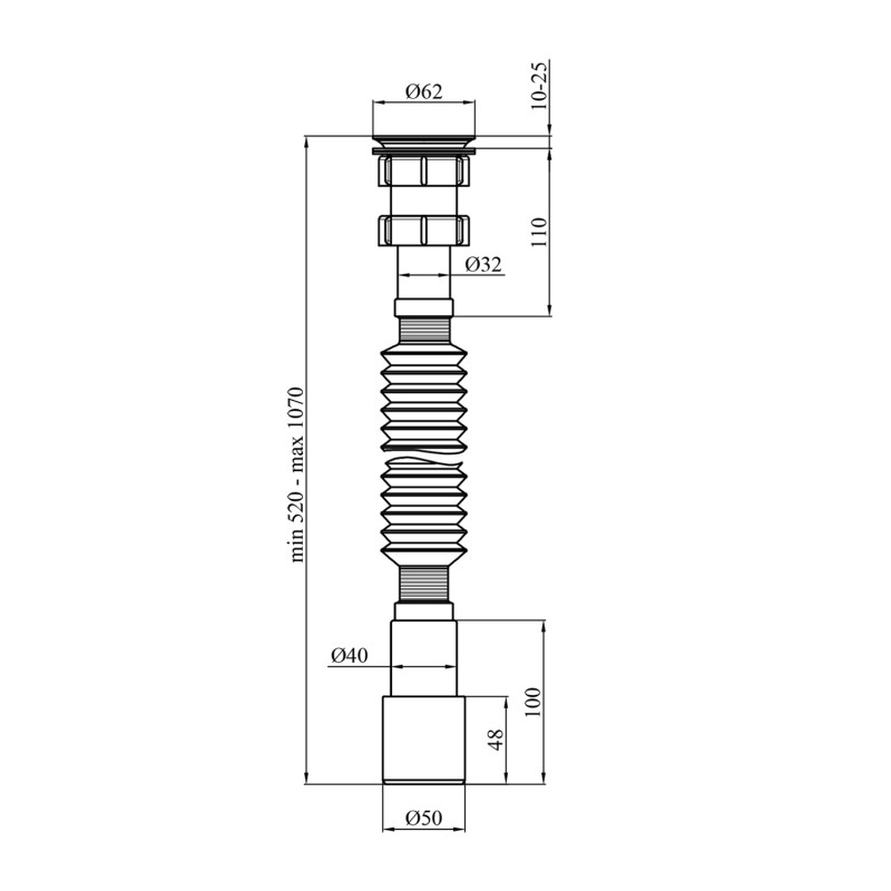 Гофросифон Kroner KRP - GS01P 1 1/2"х40/50