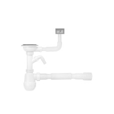 Сифон для кухонної мийки Kroner KRP - KS02-1 3 1/2"х40/50 мм з відводом для пральної машини, з квадратним переливом