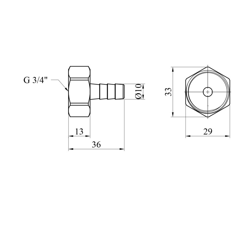 Штуцер LexLine 3/4" РВ, D=10 мм латунний УК0003-0
