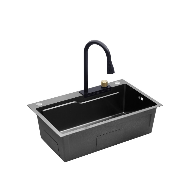 Кухонна мийка Kroner KRP Schwarze - SET7546HM PVD (3.0/0.7 мм)