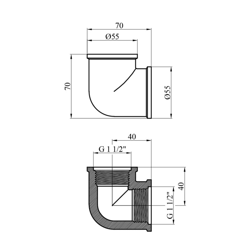 Кутник STA 1 1/2" ВВ латунний